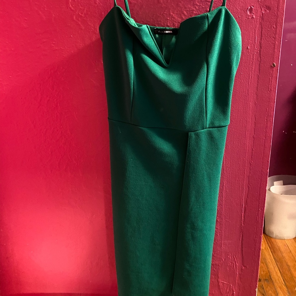FN Green Slit Mini Dress